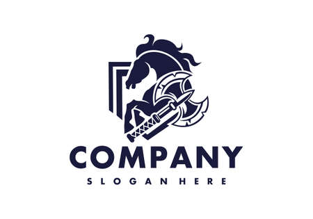 Logo Horse Ax Protector With Blue Color General Good For Any Industryのイラスト素材