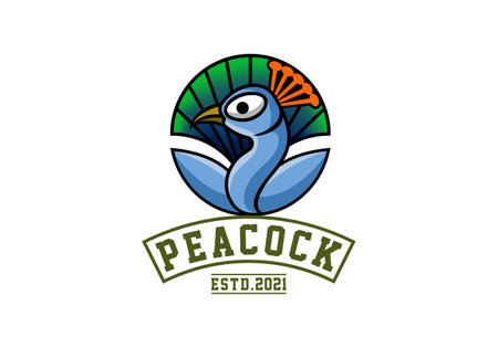 Logo Peacock With Cute Design General Good For Any Industryのイラスト素材