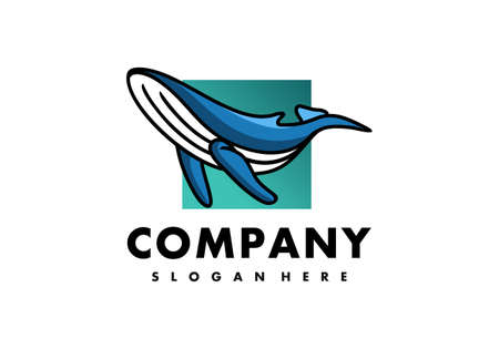 Logo Blue Whale With Rectangle For Entertainment And Mediaのイラスト素材