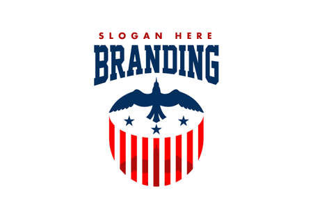 Logo American Flag Bird With Three Star For Sports And Gameのイラスト素材