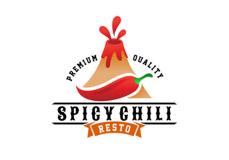Logo Spicy Chili With Simple Design For Restaurant Beverages And Foodのイラスト素材