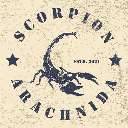 vintage scorpion logo with circular lettering. can be used for logos, icons, signs, symbols, brands and others. vector filesのイラスト素材