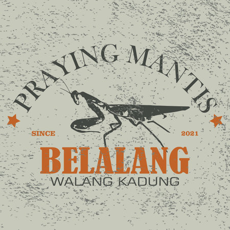 vintage praying mantis  with old background. can be used for icons, emblems, brands, signs and so on. vector filesのイラスト素材