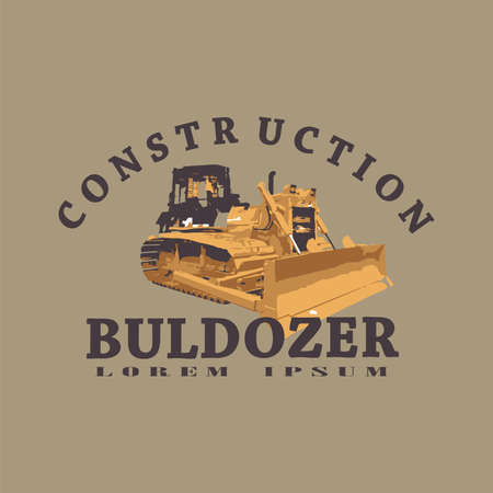 vintage bulldozer. can be used for icons, symbols. especially in the construction sectorのイラスト素材