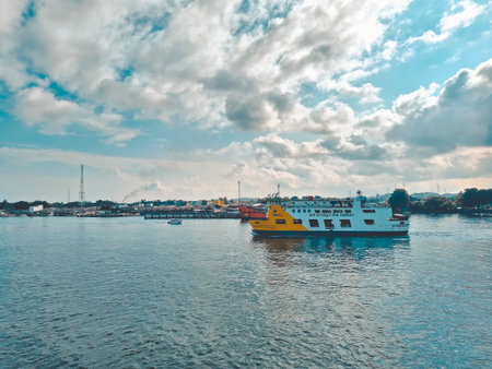 Batam, Indonesia, June 7 2024: passenger ship or ferry from Bintan Island to Batam Islandの写真素材