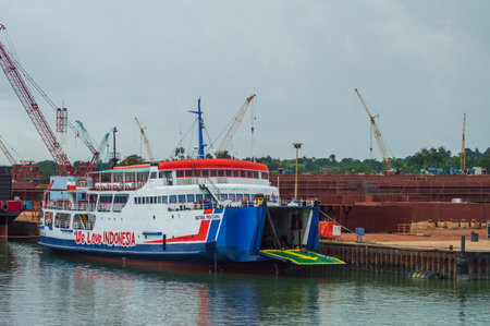 Batam, Indonesia, June 7 2024: passenger ship or ferry from Bintan Island to Batam Islandのeditorial素材