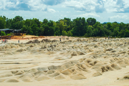 desert on Bintan Island during the day with sunny weather. with white and dry sandの写真素材
