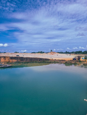 Landscape view of Mae Ngat Somboon Chon dam, Thailand