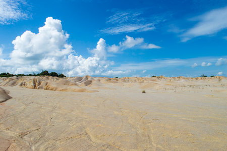 desert on Bintan Island during the day with sunny weather. with white and dry sandの写真素材
