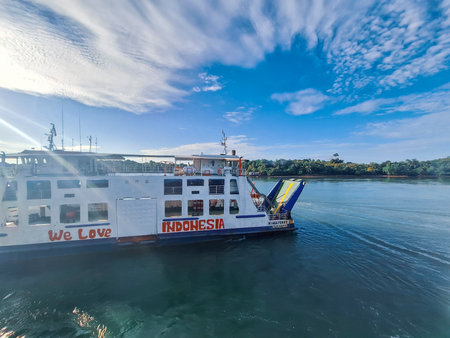 Batam, Indonesia, June 7 2024: passenger ship or ferry from Bintan Island to Batam Islandのeditorial素材