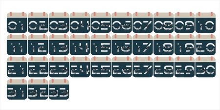 vector calendar material, full editable premium font numbers 1のイラスト素材