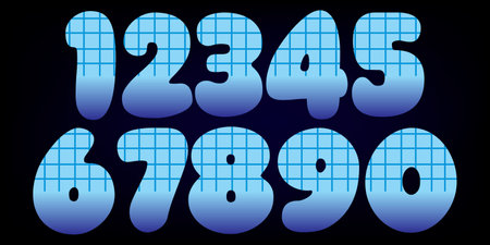 Numbers, letters of the alphabet. Font design for logos, posters, invitations, etc. vector illustrator.blue half net origami font collection .82のイラスト素材