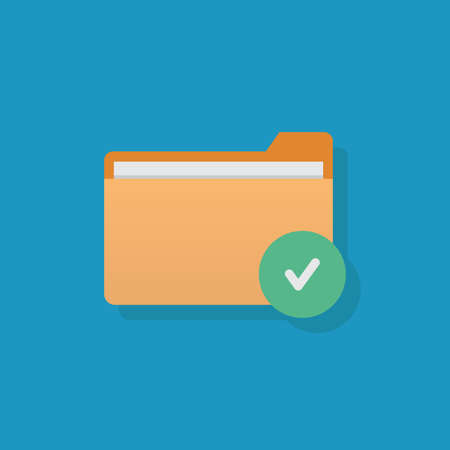 File security, file and check mark icon, flat design vector illustrationのイラスト素材
