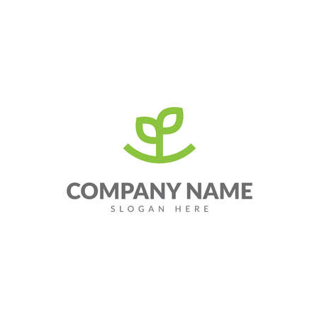 Green plant logo vector design templateのイラスト素材
