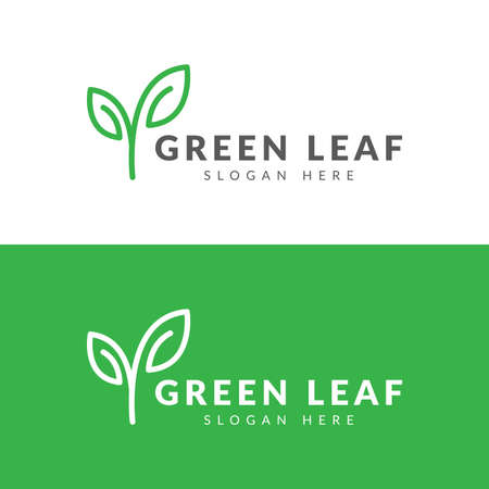 Green leaf logo or icon vector design templateのイラスト素材