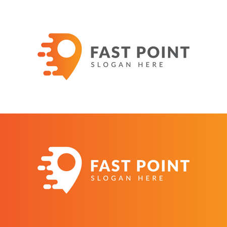 Fast point logo vector design template with pin map and speed symbolのイラスト素材