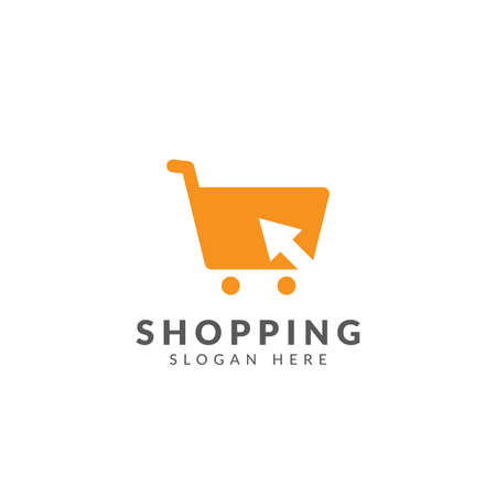 Shopping logo vector design template with shopping cart and arrowのイラスト素材