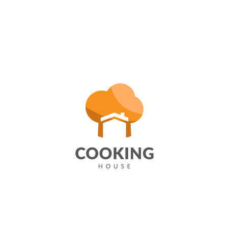 Cooking house logo template vector design with chef hat and houseのイラスト素材