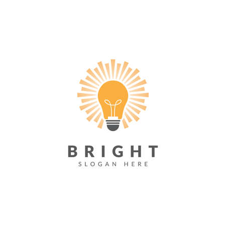 Bright logo template vector design with light bulb and bright lightのイラスト素材