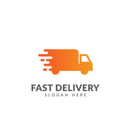 Truck car delivery logo vector design template with truck, car and speed symbol, fast delivery logo templateのイラスト素材