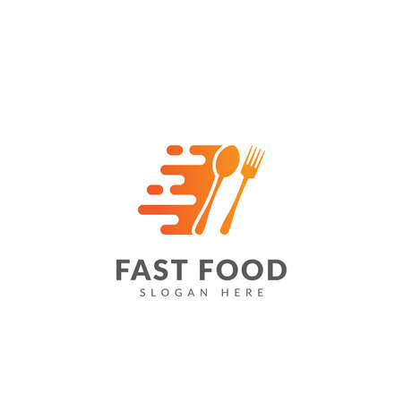 Fast food logo template with spoons, forks and fast symbolのイラスト素材