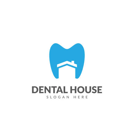 Dental house logo vector design template with dental and home symbolのイラスト素材