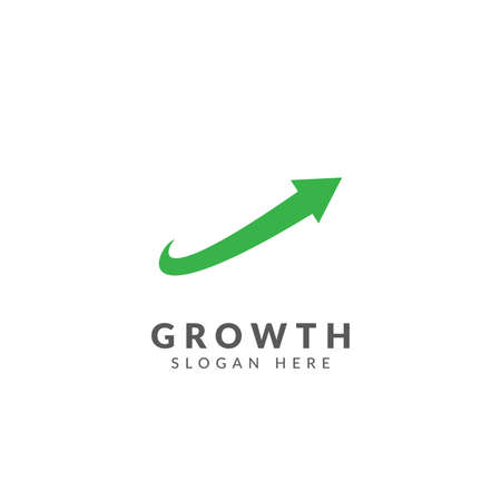Growth logo vector design template with green arrowのイラスト素材