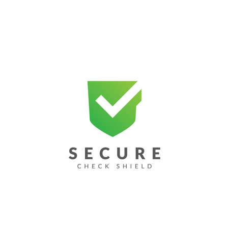 Security logo template vector design with shield and check mark, green colorのイラスト素材