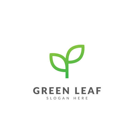 Green leaf logo template vector designのイラスト素材