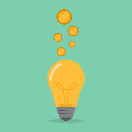 Smart business, smart innovation, light bulb and money, flat design vector illustrationのイラスト素材