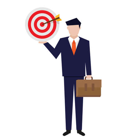 Businessman shooting target board flat design vector illustrationのイラスト素材