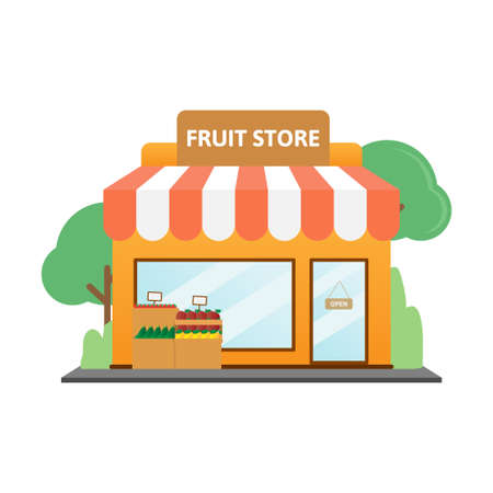 Fruit store flat design vector illustrationのイラスト素材