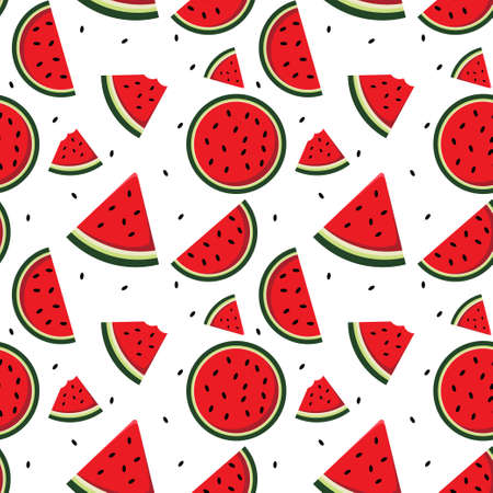 Watermelon fresh fruit seamless abstract pattern on white background vector design