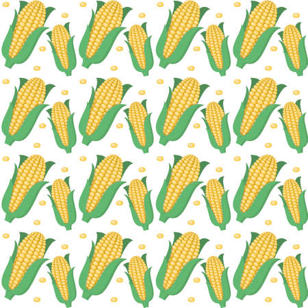 Corn fresh vegetables seamless abstract pattern on white background vector designのイラスト素材