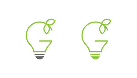 Green leaf light bulb logo design vectorのイラスト素材