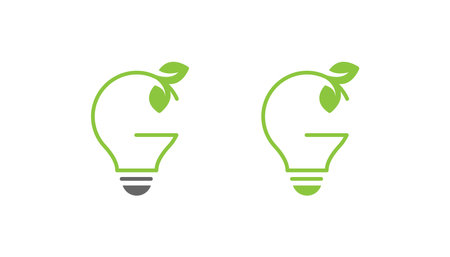 Green leaf light bulb logo design vectorのイラスト素材