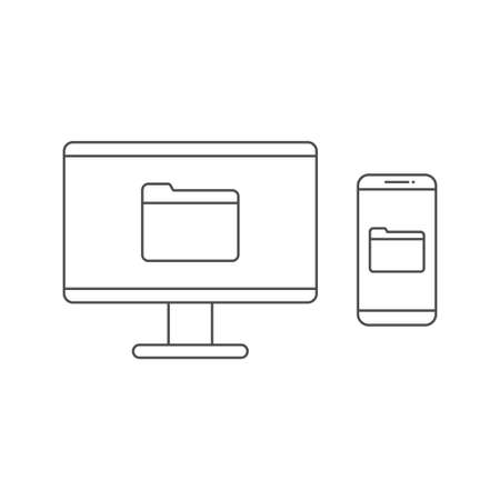 Computer and smartphone folder icon line vector designのイラスト素材
