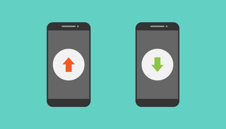 Smartphone and upload download vector designのイラスト素材