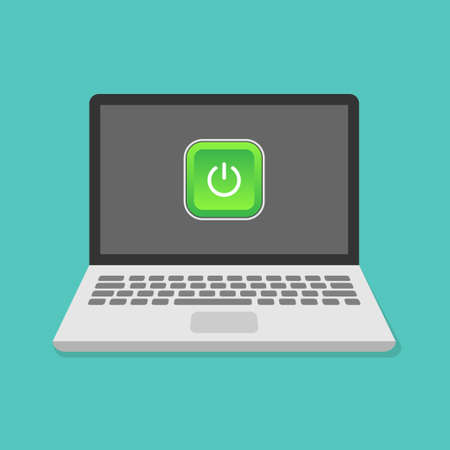 Laptop and power on vector illustrationのイラスト素材