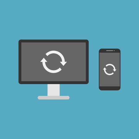 Computer and smartphone sync or restart icon vector illustrationのイラスト素材