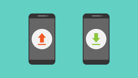 Smartphone and upload download vector designのイラスト素材