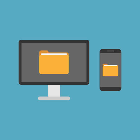 Computer and smartphone folder vector illustrationのイラスト素材