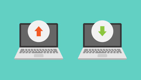 Laptop and upload download vector designのイラスト素材