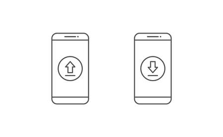 Smartphone and upload download icon line vector designのイラスト素材