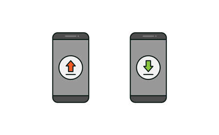 Smartphone and upload download icon vector designのイラスト素材