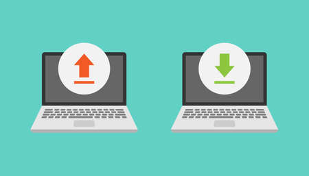 Laptop and upload download vector designのイラスト素材