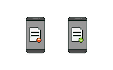 Smartphone and document upload download icon vector designのイラスト素材