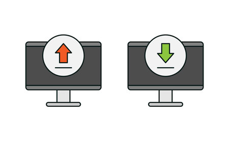 Computer, upload and download icon vector designのイラスト素材