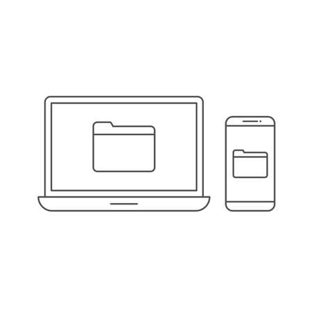 Laptop and smartphone folder icon line vector designのイラスト素材