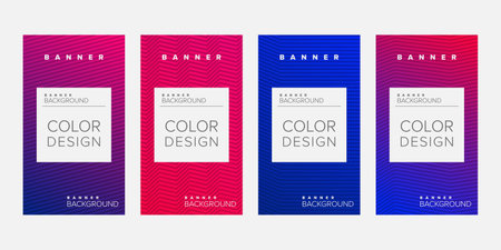 Background banner geometric line color design vector, vertical banner setのイラスト素材
